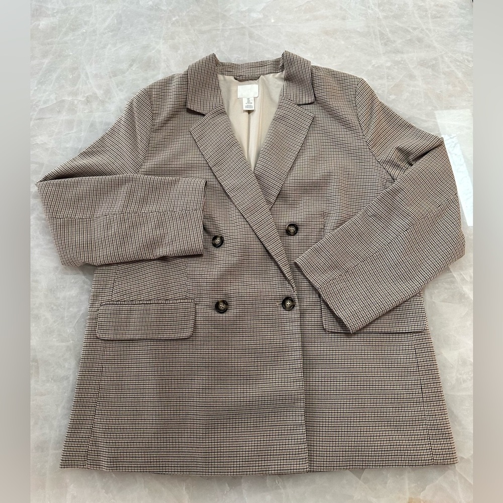 H&M Double-Breasted Plaid Blazer – Size L